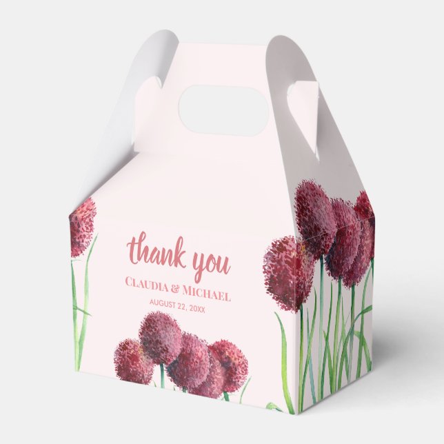 Wedding Favour Purple Pink Allium Floral Watercolo Favour Box (Front Side)
