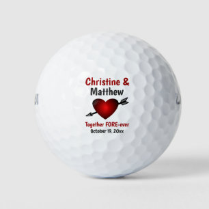 Wedding Favour Red Heart Love Forever Golf Balls