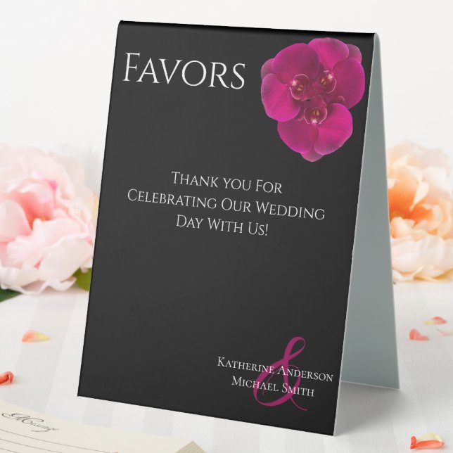 Wedding Favour Sign-Black Fuchsia Orchids- (In SItu (Wedding))