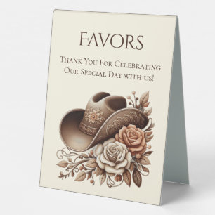 Wedding Favour Sign-Cowgirl Hat with Flowers