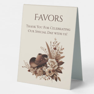 Wedding Favour Sign-Cowgirl Hat with Flowers