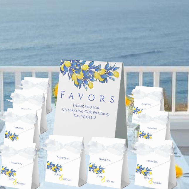 Wedding Favour Sign-Mediterranean-Lemons- (Wedding Favor Sign-Mediterranean-Lemons- Table Tent Sign )