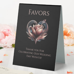 Wedding Favour Sign-Modern Blush Rose with a Heart