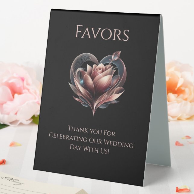 Wedding Favour Sign-Modern Blush Rose with a Heart (In SItu (Wedding))
