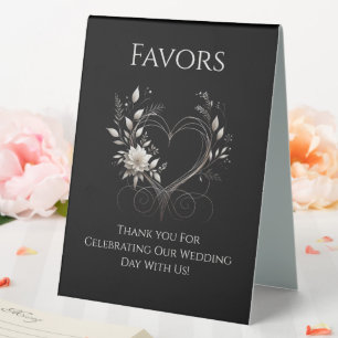 Wedding Favour Sign-Modern Flowers with a Heart