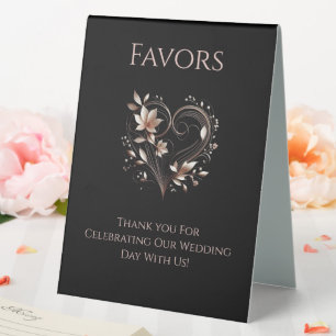 Wedding Favour Sign-Modern Rose Gold Flowers 