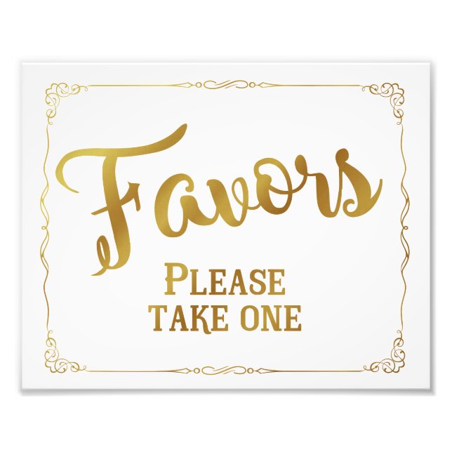 Wedding favour sign, party favour, gold, custom photo print (Front)