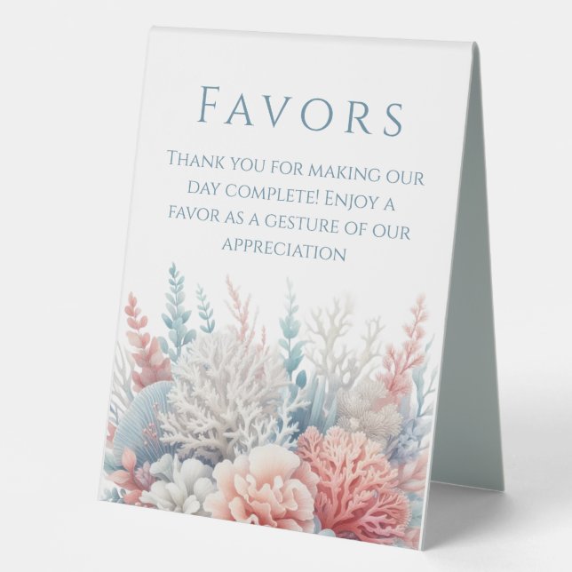 Wedding Favour Sign-Pastel Coral Reef (Front)