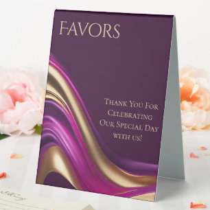 Wedding Favour Sign-Purple Fuchsia and Gold-