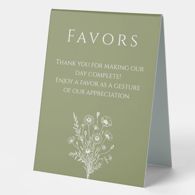 Wedding Favour Sign-Wildflower Elegance (Front)