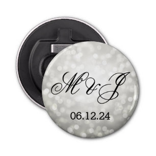 Wedding Favour Silver Glitter Lights Bottle Opener