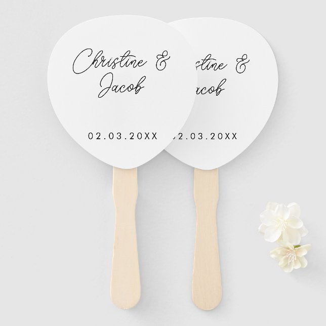 wedding favour simple elegant modern bridal party hand fan (Front and Back)