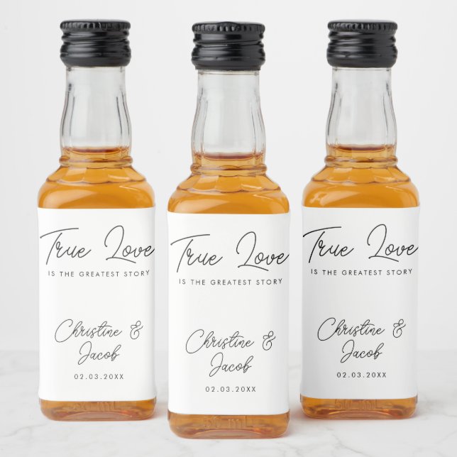 wedding favour simple elegant modern bridal party  liquor bottle label (Bottles)