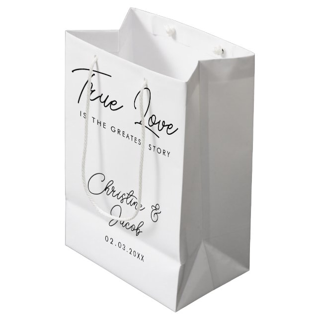 wedding favour simple elegant modern bridal party  medium gift bag (Front Angled)