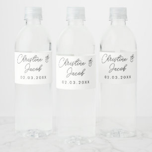 wedding favour simple elegant modern bridal party  water bottle label