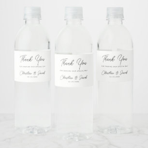 wedding favour simple elegant modern bridal party water bottle label