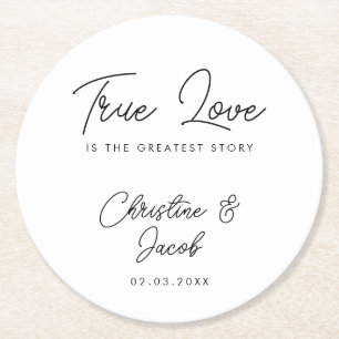 wedding favour simple elegant modern coffee tea ba round paper coaster