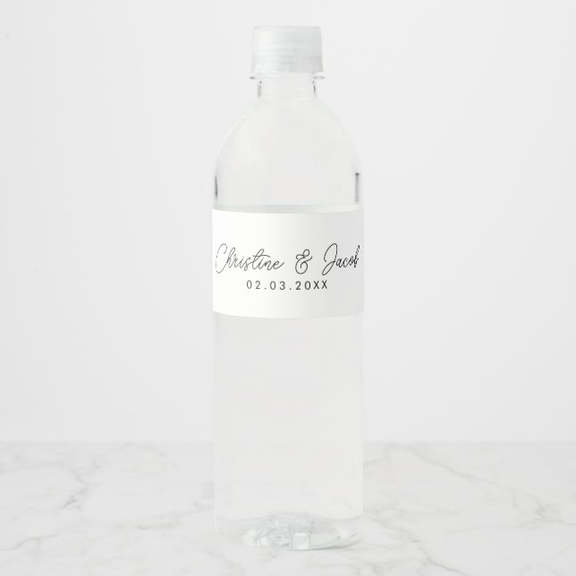 wedding favour simple elegant wedding favor water  water bottle label (Front)