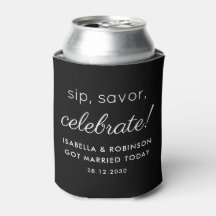 Wedding Favour Sip Savour Celebrate Black Funny