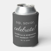 Wedding Favour Sip Savour Celebrate Dark Grey Funn