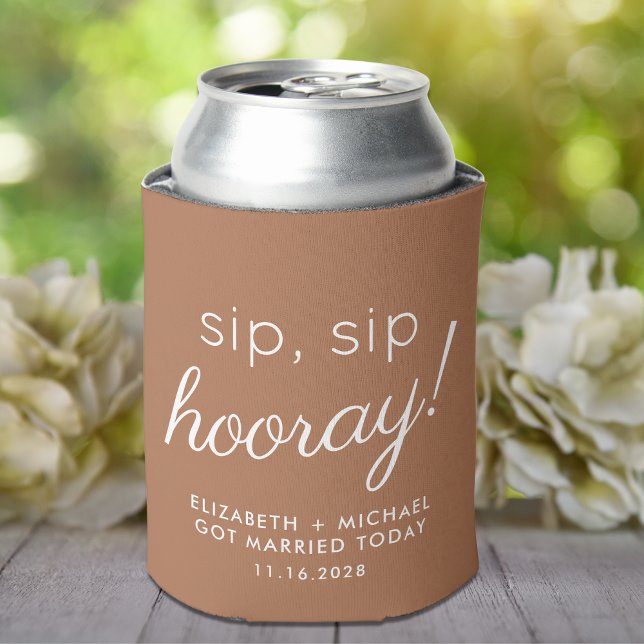 Wedding Favour Sip Sip Hooray Terracotta Can Cooler (Creator Uploaded)