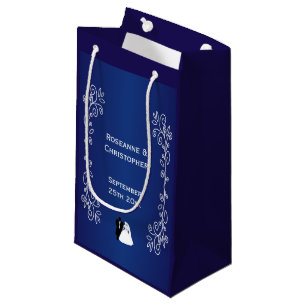 Wedding Favour Small Gift Bag Blue Bride Groom