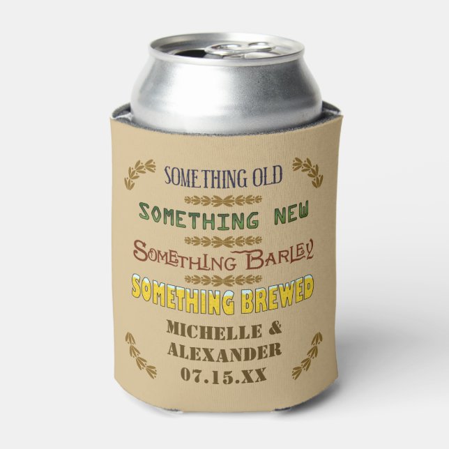 Wedding Favour Something Brewed Personalised Beer Can Cooler (Can Front)