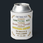 Wedding Favour Something Brewed Personalised Beer  Can Cooler<br><div class="desc">These pretty, custom wedding foam can coolers have a rustic, vintage look in shades of brown, blue, green and golden with a light grey background. The text reads, "Something Old / Something New / Something Barley / Something Brewed." Below that, the bride and groom can add their names and their...</div>