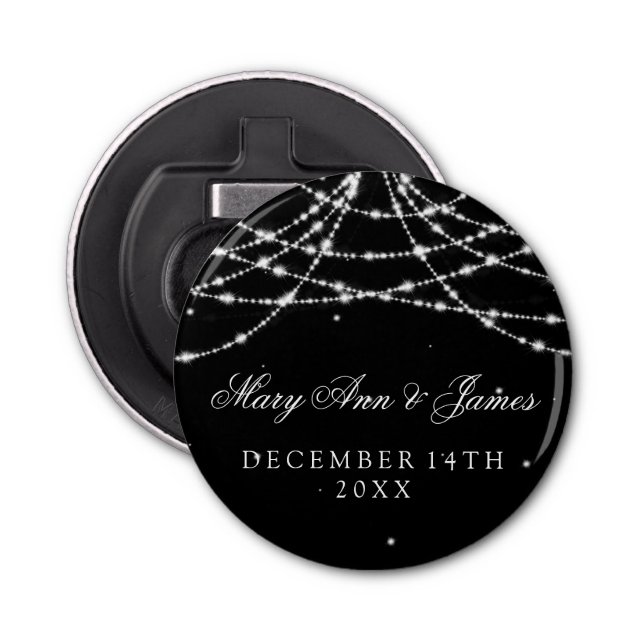 Wedding Favour Sparkling String Black Bottle Opener (Front)
