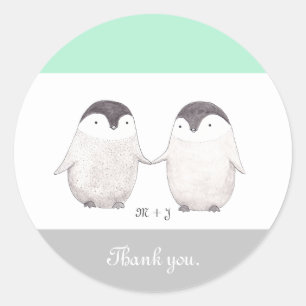 Wedding Favour Sticker Cute Penguin Wedding