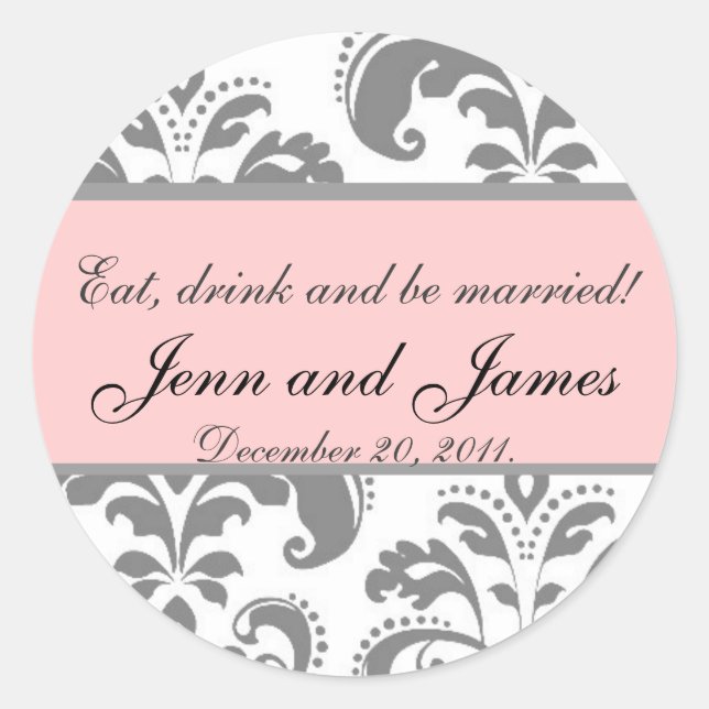 Wedding Favour Sticker Eat, Drink, and be Married (Front)