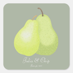 Wedding Favour Sticker Elegant Modern Pear Humour