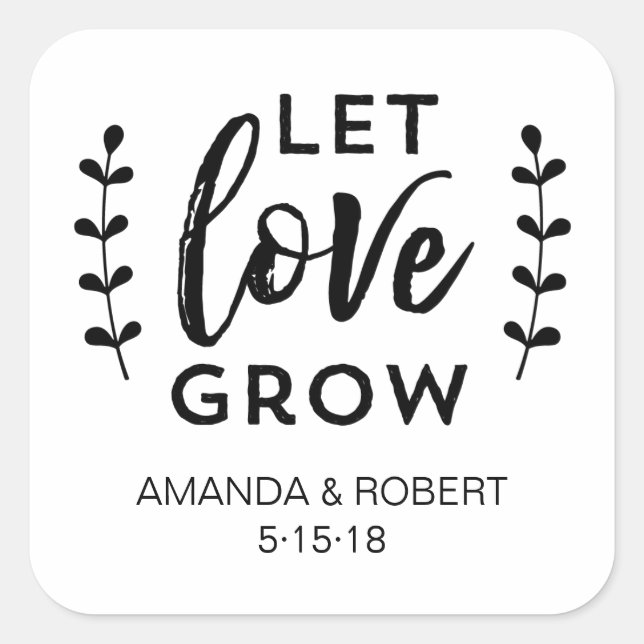 Wedding Favour Sticker | Let Love Grow (Front)