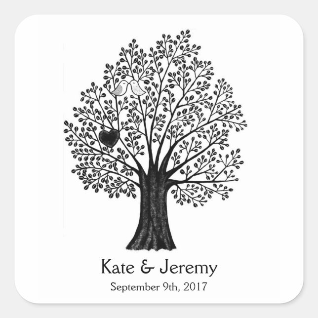 Wedding Favour Sticker Lovebird Custom Favour tag (Front)