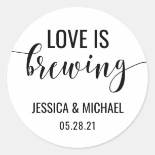 Wedding Favour Stickers, Love is Brewing Sticker