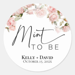 Wedding Favour Stickers Mint to Be Pink Roses