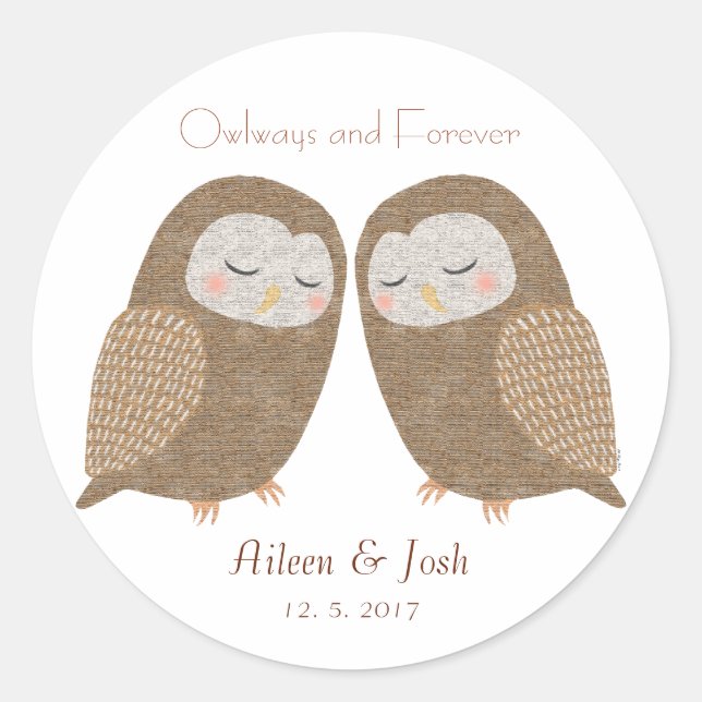 Wedding Favour Stickers Owl Couple Stickers Humour (Front)