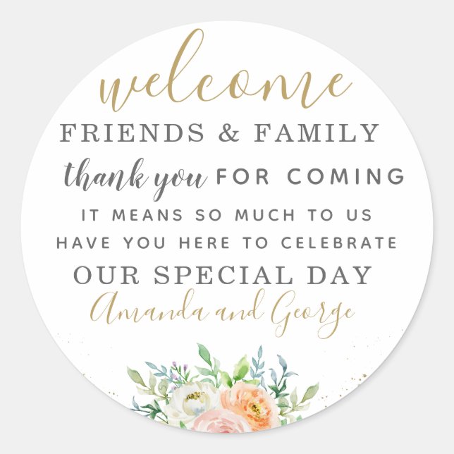 Wedding favour stickers personalised thank you (Front)