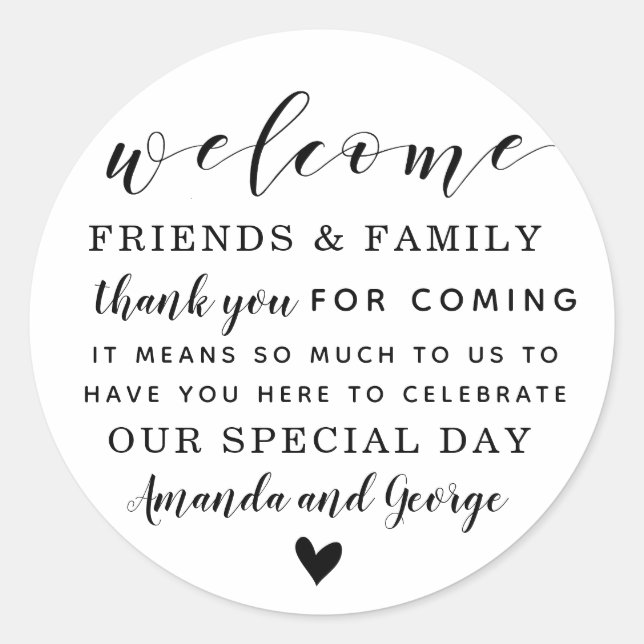 Wedding favour stickers personalised thank you (Front)