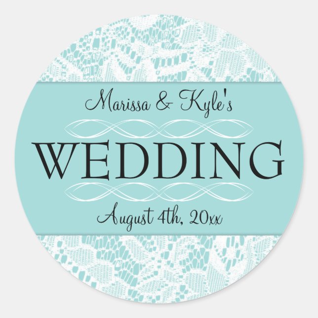 Wedding Favour stickers with Lace Accents (Front)