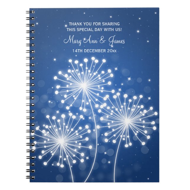Wedding Favour Summer Sparkle Sapphire Blue Notebook (Front)