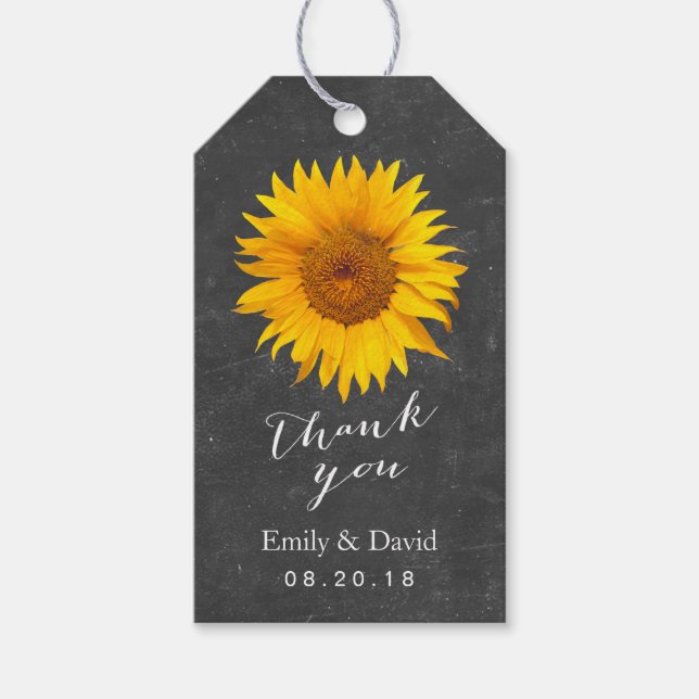 Wedding Favour Tag | Chalkboard Sunflower (Front)