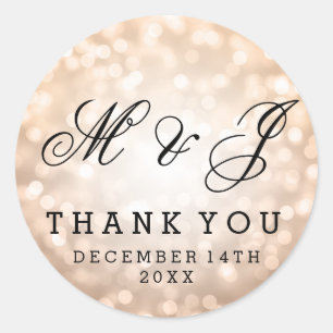 Wedding Favour Tag Copper Glitter Lights