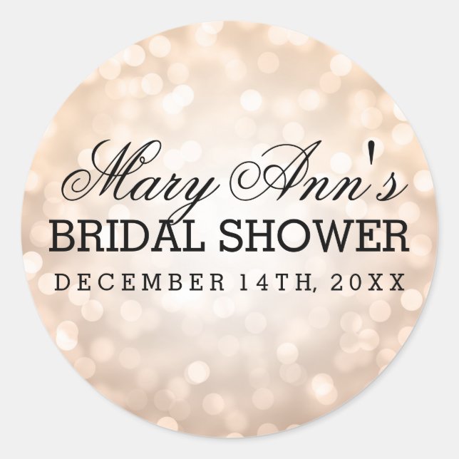 Wedding Favour Tag Copper Glitter Lights (Front)