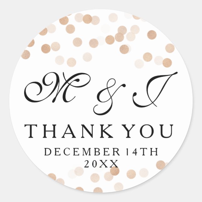 Wedding Favour Tag Faux Copper Foil Glitter Lights (Front)