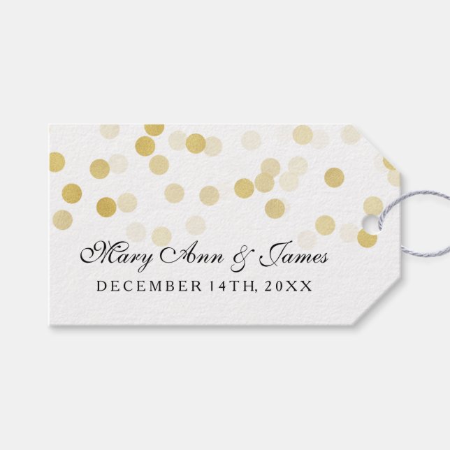 Wedding Favour Tag Faux Gold Foil Glitter Lights (Front (Horizontal))