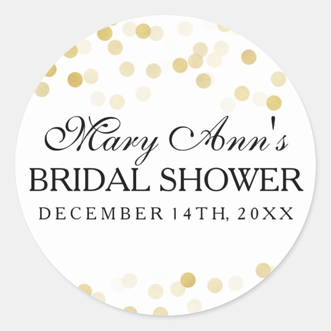 Wedding Favour Tag Faux Gold Foil Glitter Lights (Front)