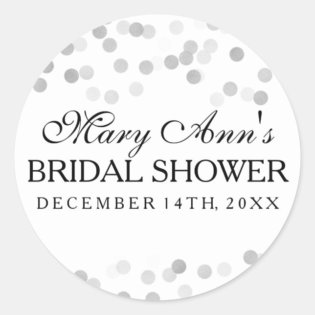 Wedding Favour Tag Faux Silver Foil Glitter Lights (Front)