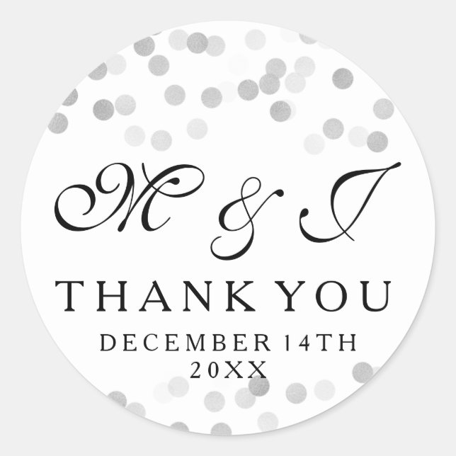 Wedding Favour Tag Faux Silver Foil Glitter Lights (Front)