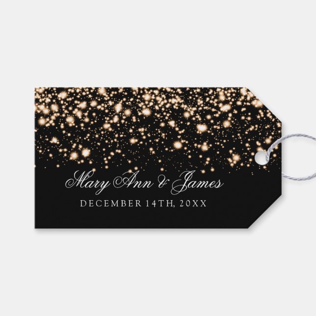 Wedding Favour Tag Gold Midnight Glam (Front (Horizontal))